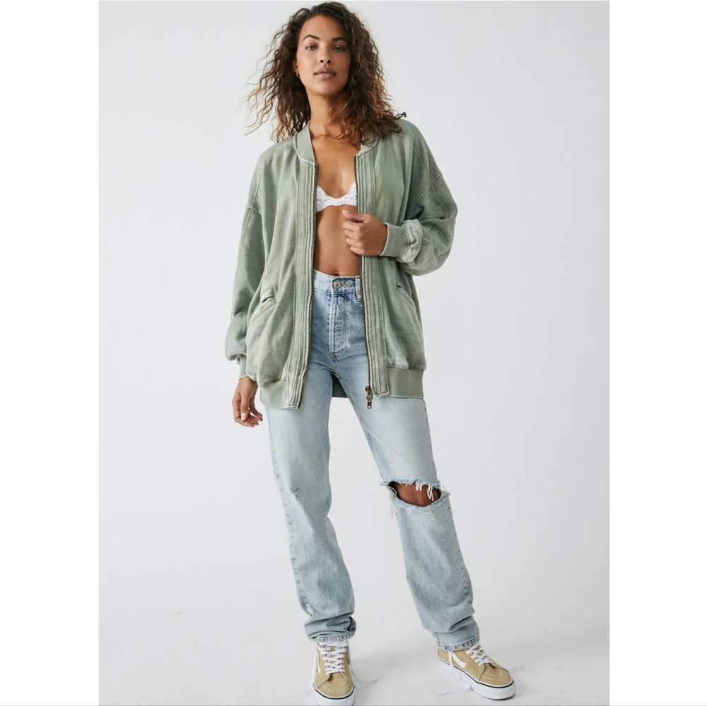 Free People Robby Bomber sweater jacket